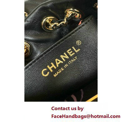 CHANEL Shiny Lambskin  &  Gold-Tone Metal Backpack AS4810 black 2025